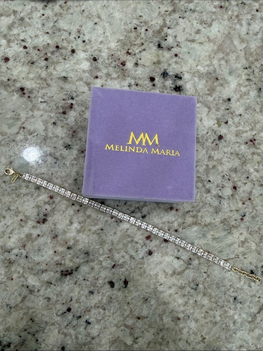 Melinda Maria Gold Tennis Bracelet with Clear Stones